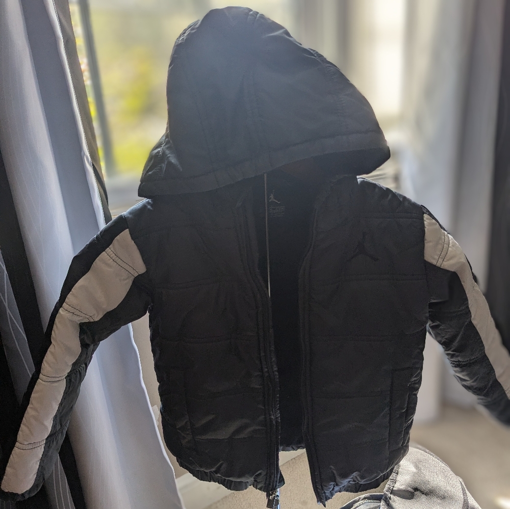 Kids Black and White Hooded Jacket